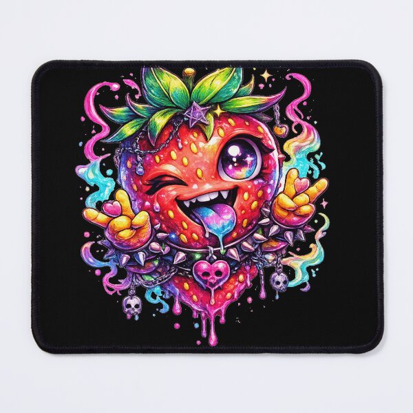 Item preview, Neon Strawberry Monster Creepy Cute Art designed and sold by ChaEmm_Studio.