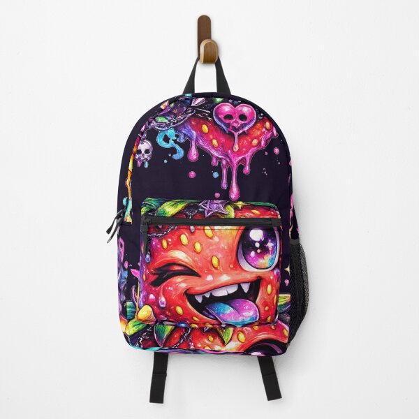 Item preview, Neon Strawberry Monster Creepy Cute Art designed and sold by ChaEmm_Studio.