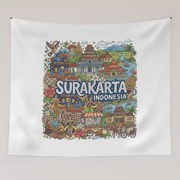 Item preview, Wonderful Surakarta Solo Indonesia Travel Souvenir Heritage Colorful Cultural Doodle designed and sold by arisukma11.