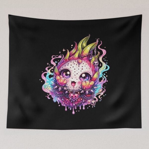Item preview, Neon Dragon Fruit Monster Creepy Cute Art designed and sold by ChaEmm_Studio.