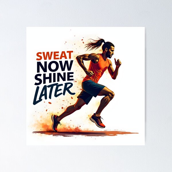 Item preview, Sweat Now Shine Later – Fitness Motivation Gym Workout Typography Design designed and sold by MilaPrintify.