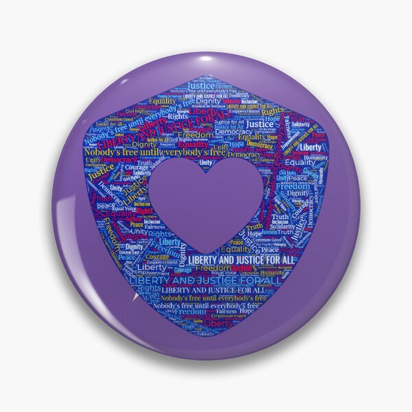 Item preview, ✴️ SHIELD OF DEMOCRACY COLLECTION ✴️ - LIBERITY AND JUSTICE FOR ALL - HEART SHEILD WORDCLOUD - hex code 7851A9 background request designed and sold by WheelieGdArt.