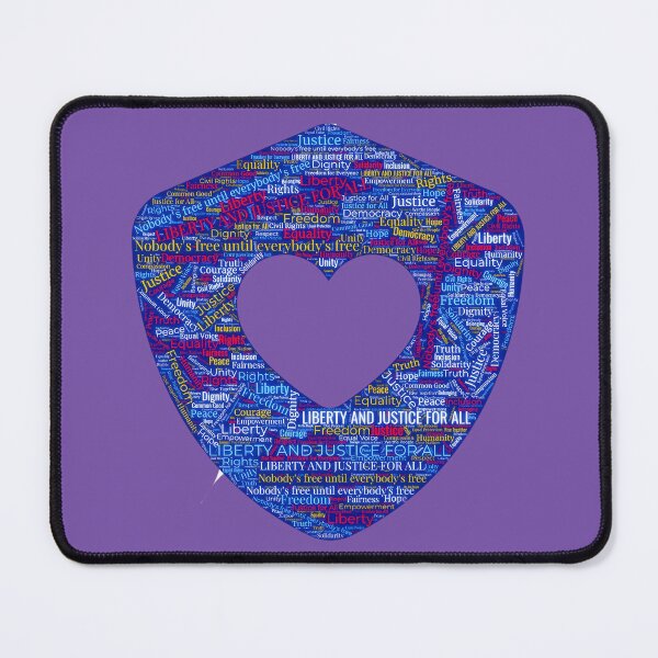 Item preview, ✴️ SHIELD OF DEMOCRACY COLLECTION ✴️ - LIBERITY AND JUSTICE FOR ALL - HEART SHEILD WORDCLOUD - hex code 7851A9 background request designed and sold by WheelieGdArt.