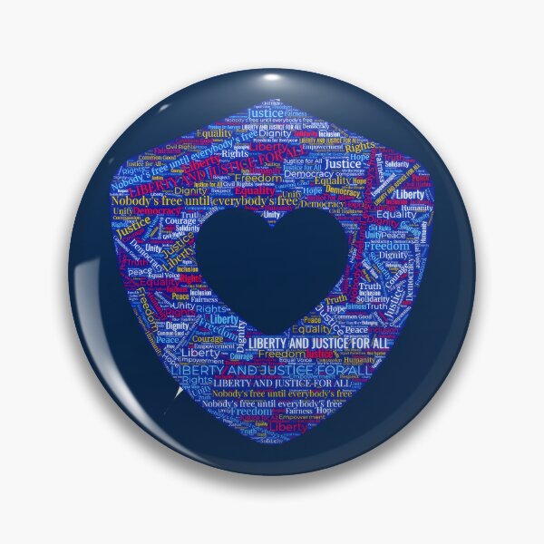 Item preview, ✴️ SHIELD OF DEMOCRACY COLLECTION ✴️ - LIBERITY AND JUSTICE FOR ALL - HEART SHEILD WORDCLOUD - hex code 002147 OLD GLORY BLUE - US FLAG - background request designed and sold by WheelieGdArt.