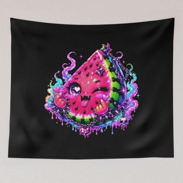 Item preview, Neon Watermelon Monster Creepy Cute Art designed and sold by ChaEmm_Studio.