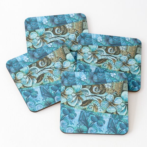 Item preview, Pacific Blue Patchwork Abstract - Hawaiian Tribal Collage Art designed and sold by sunnthreads.