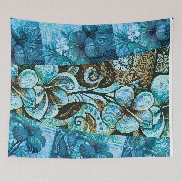 Item preview, Pacific Blue Patchwork Abstract - Hawaiian Tribal Collage Art designed and sold by sunnthreads.
