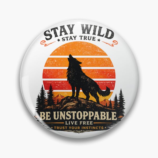 Item preview, Stay Wild Be Unstoppable – Retro Wolf Sunset Vintage designed and sold by Dreamy fantasy design.