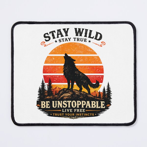 Item preview, Stay Wild Be Unstoppable – Retro Wolf Sunset Vintage designed and sold by Dreamy fantasy design.