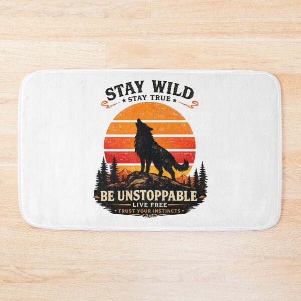 Item preview, Stay Wild Be Unstoppable – Retro Wolf Sunset Vintage designed and sold by Dreamy fantasy design.