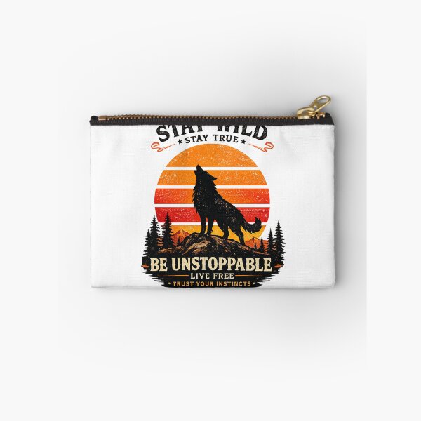 Item preview, Stay Wild Be Unstoppable – Retro Wolf Sunset Vintage designed and sold by Dreamy fantasy design.