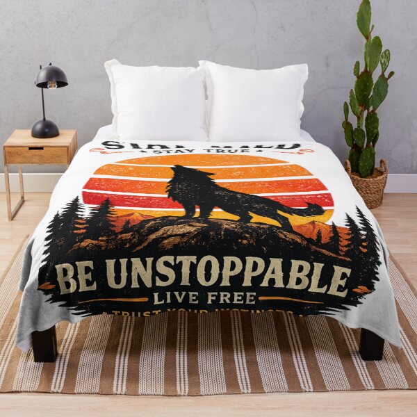 Item preview, Stay Wild Be Unstoppable – Retro Wolf Sunset Vintage designed and sold by Dreamy fantasy design.