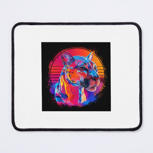 Item preview, Neon Chrome Puma – Vaporwave Predator Retro Sunset T-Shirt Design designed and sold by vinothmech53.