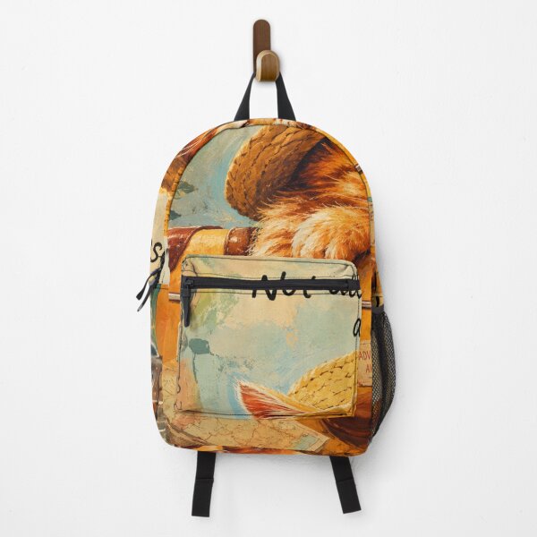 Item preview, Cute Travel Cat Art – Not All Who Wander Are Lost | Adventure Cat Wall Decor designed and sold by AbstractAuraArt.