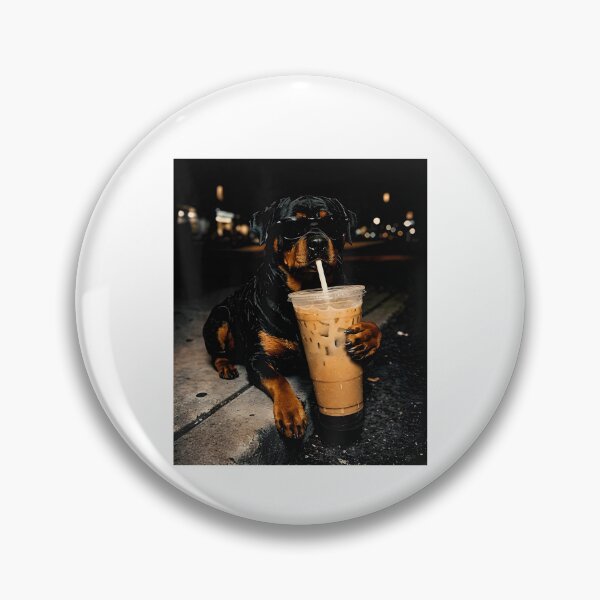 Item preview, Rottweiler Drinking Iced Coffee designed and sold by ladycerebellum.