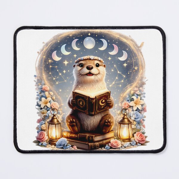 Item preview, Moonlit Reading Otter | Moon Phase Cottagecore Fantasy Art designed and sold by Clothes With Smiling Animals Walt Gral.
