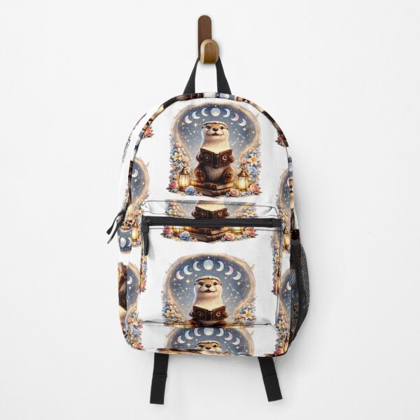 Item preview, Moonlit Reading Otter | Moon Phase Cottagecore Fantasy Art designed and sold by Clothes With Smiling Animals Walt Gral.