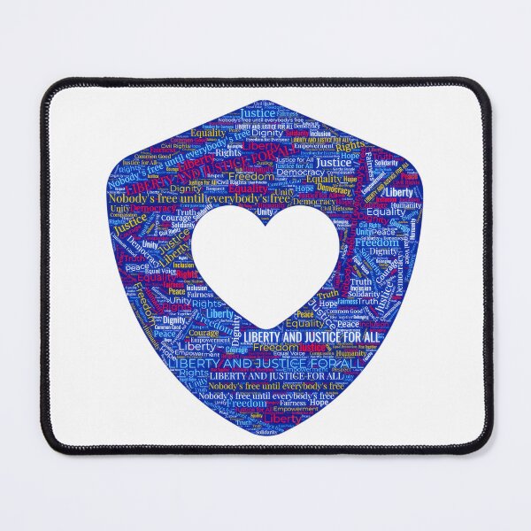 Item preview, ✴️ SHIELD OF DEMOCRACY COLLECTION ✴️ - LIBERITY AND JUSTICE FOR ALL - HEART SHEILD WORDCLOUD - hex code FFFFFF OLD GLORY WHITE - US FLAG - background request designed and sold by WheelieGdArt.