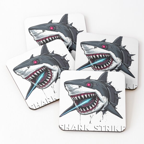 Item preview, Cyberpunk Shark Strike Cybernetic Ocean Monster Neon Cyan designed and sold by BrokenVibe.