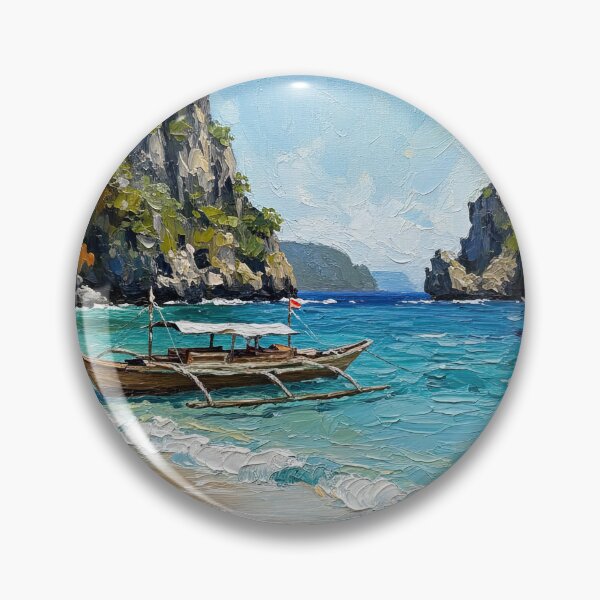 Item preview, Boat at the Beach — El Nido Palawan Philippine Seascape Oil Painting Art designed and sold by Francis & May.