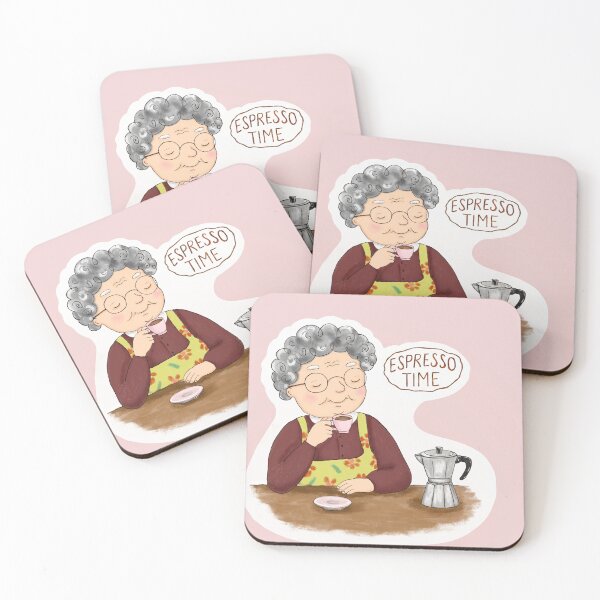 Item preview, Italian Nonna Espresso Time Cozy Coffee Sticker designed and sold by Tati-Zav.