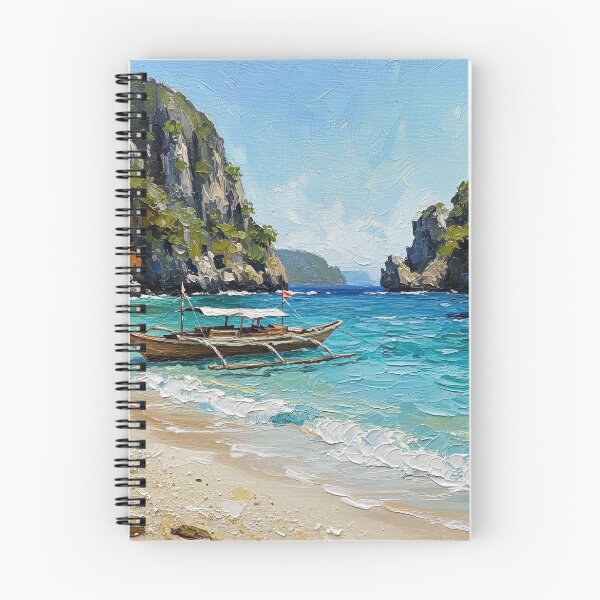 Item preview, Boat at the Beach — El Nido Palawan Philippine Seascape Oil Painting Art designed and sold by Francis & May.
