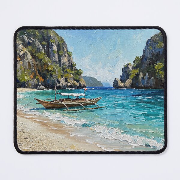 Item preview, Boat at the Beach — El Nido Palawan Philippine Seascape Oil Painting Art designed and sold by Francis & May.