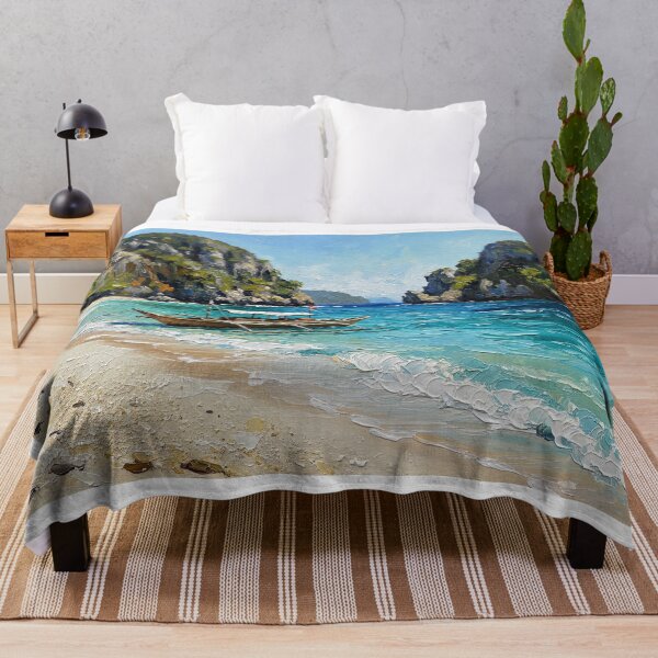 Item preview, Boat at the Beach — El Nido Palawan Philippine Seascape Oil Painting Art designed and sold by Francis & May.