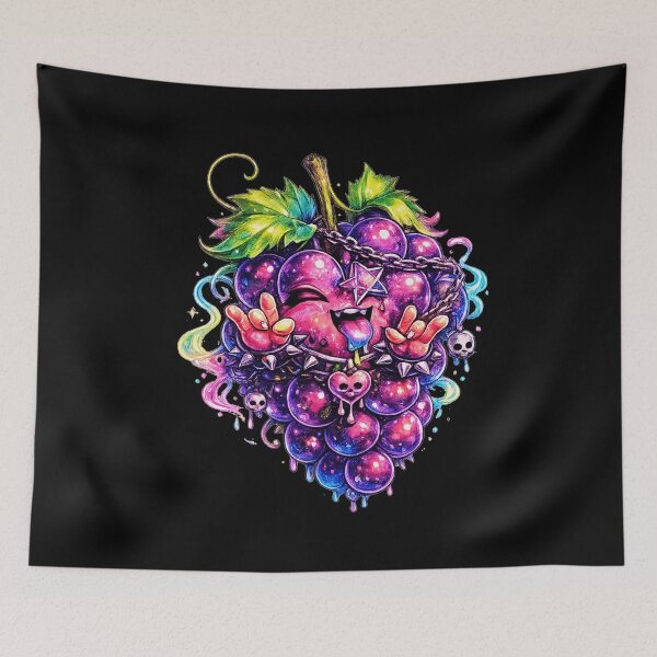 Item preview, Neon Grapes Monster Creepy Cute Art designed and sold by ChaEmm_Studio.