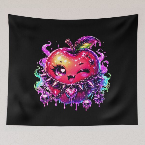 Item preview, Neon Apple Monster Creepy Cute Art designed and sold by ChaEmm_Studio.