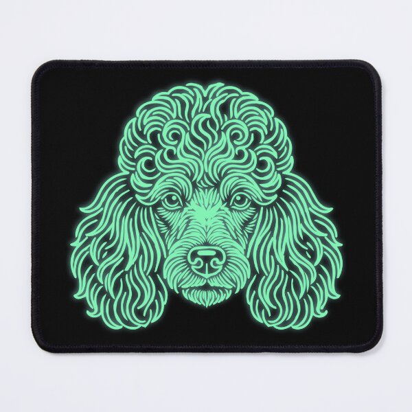 Item preview, Poodle Neon Line Art Modern Mint Glow Dog Portrait designed and sold by Pfotenfaden.