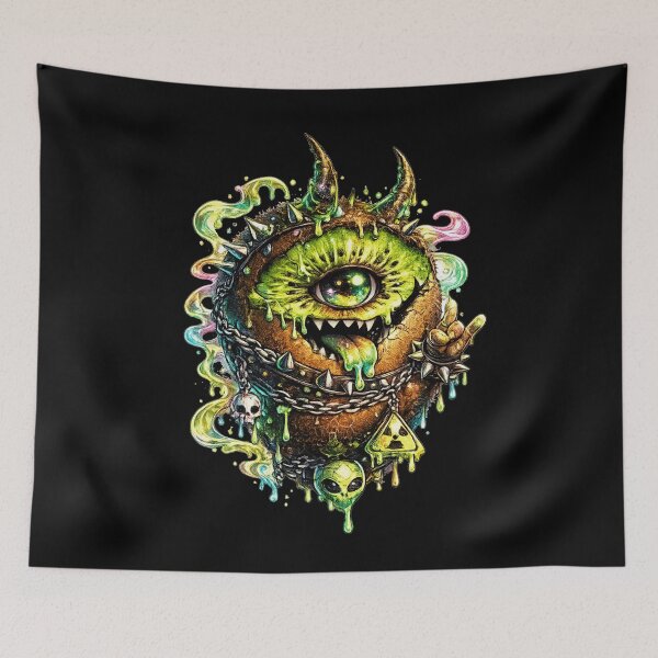 Item preview, Neon Kiwi Monster Creepy Cute Art designed and sold by ChaEmm_Studio.