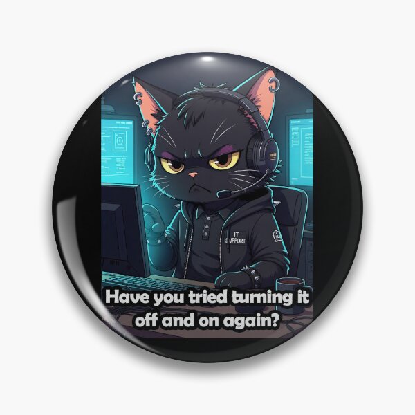 Item preview, Grumpy Anime Goth Cat IT Support - Have You Tried Turning It Off and On Again? designed and sold by Amber Sky Creations.