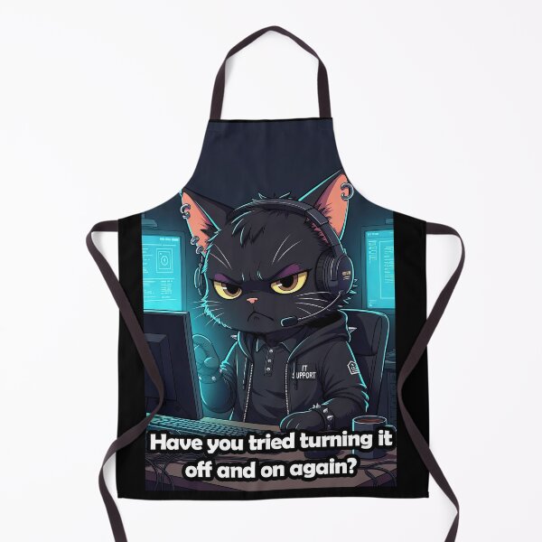 Item preview, Grumpy Anime Goth Cat IT Support - Have You Tried Turning It Off and On Again? designed and sold by Amber Sky Creations.