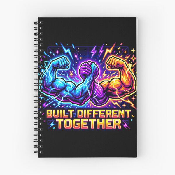 Item preview, Built Different Together - Neon Retro Pixel Art Gym Motivation designed and sold by LevelUpLad.