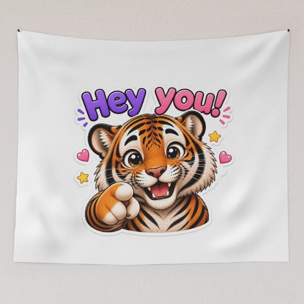 Item preview, Cute Tiger Hey You Chibi Sticker designed and sold by PremVerse.
