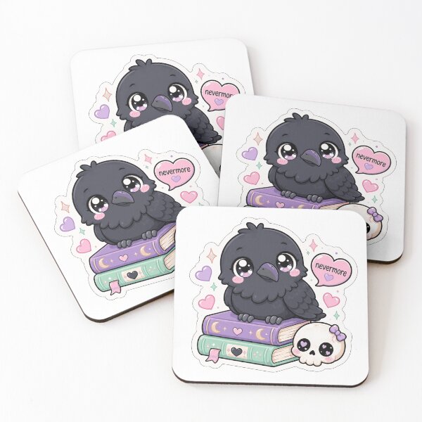 Artikelvorschau, Cute Kawaii Raven - Lil' Nevermore Sticker entworfen und verkauft von Riah Studio.
