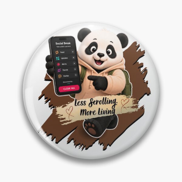 Item preview, Less Scrolling More Living Cute Panda Digital Detox Sticker designed and sold by EnginerdStudio.