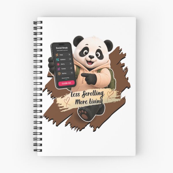 Item preview, Less Scrolling More Living Cute Panda Digital Detox Sticker designed and sold by EnginerdStudio.