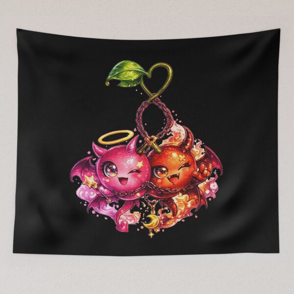 Item preview, Neon Cherry Monster Creepy Cute Art designed and sold by ChaEmm_Studio.