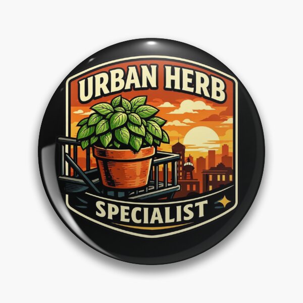 Item preview, Urban Herb Specialist – City Basil Sunset Badge designed and sold by Timeless Junction.