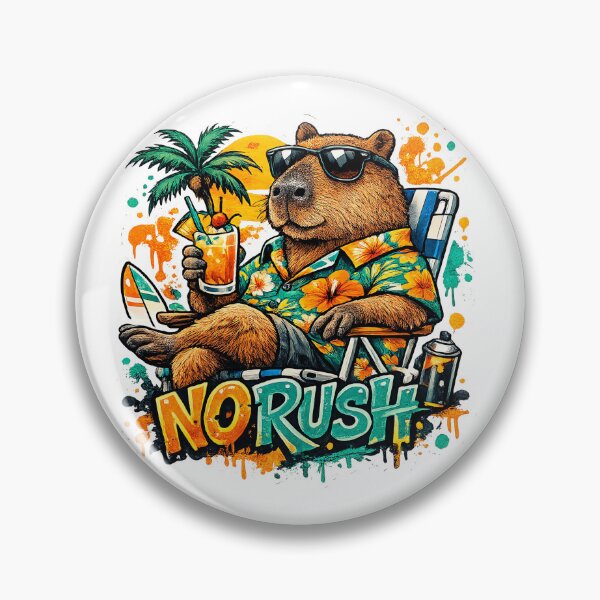 Item preview, No Rush Capybara | Summer Vacation Vibes Streetwear Art designed and sold by SGeorgee.