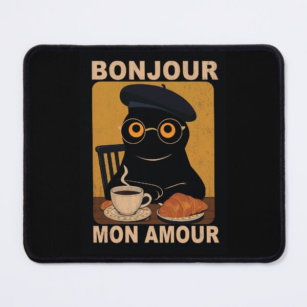 Item preview, Bonjour Mon Amour Black Cat French Cafe  designed and sold by PurrfectHome.