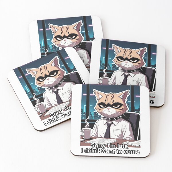 Item preview, Grumpy Office Goth Cat - Sorry I'm Late, I Didn't Want To Come | Sarcastic Work Sticker designed and sold by Amber Sky Creations.