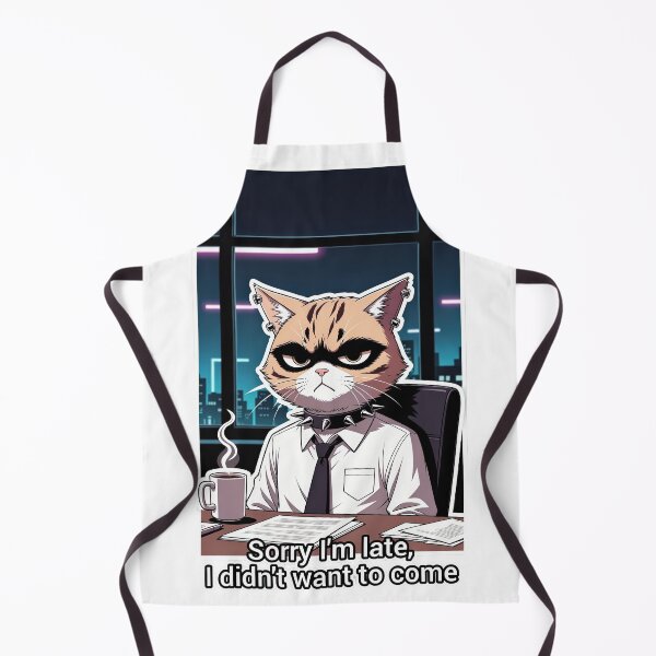 Item preview, Grumpy Office Goth Cat - Sorry I'm Late, I Didn't Want To Come | Sarcastic Work Sticker designed and sold by Amber Sky Creations.