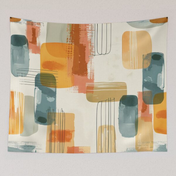 Item preview, Mid-Century Line Art Modern Abstract - Vintage Earth Tone - Retro Modernist Pattern designed and sold by GrinGalore.