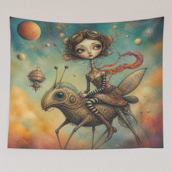 Item preview, Steampunk Fantasy Girl inspired by Moebius and Froud in Surreal Sky designed and sold by FotoworldEdel.