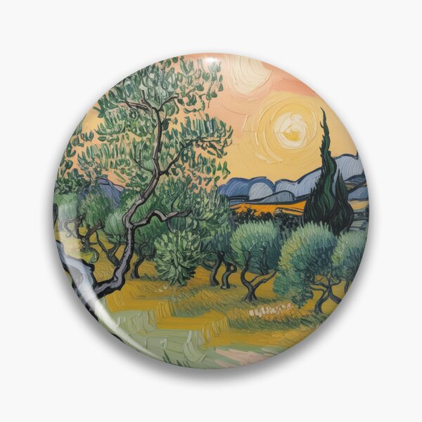 Item preview, Olive Grove at Sunset – Van Gogh Inspired Impressionist Landscape Wall Art designed and sold by Tamas Das.