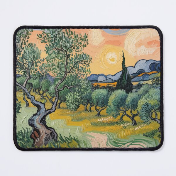 Item preview, Olive Grove at Sunset – Van Gogh Inspired Impressionist Landscape Wall Art designed and sold by Tamas Das.