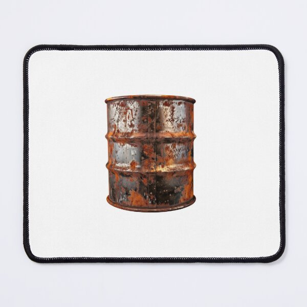 Item preview, Weathered rusty steel oil barrel against transparent background designed and sold by MiraCleAI.